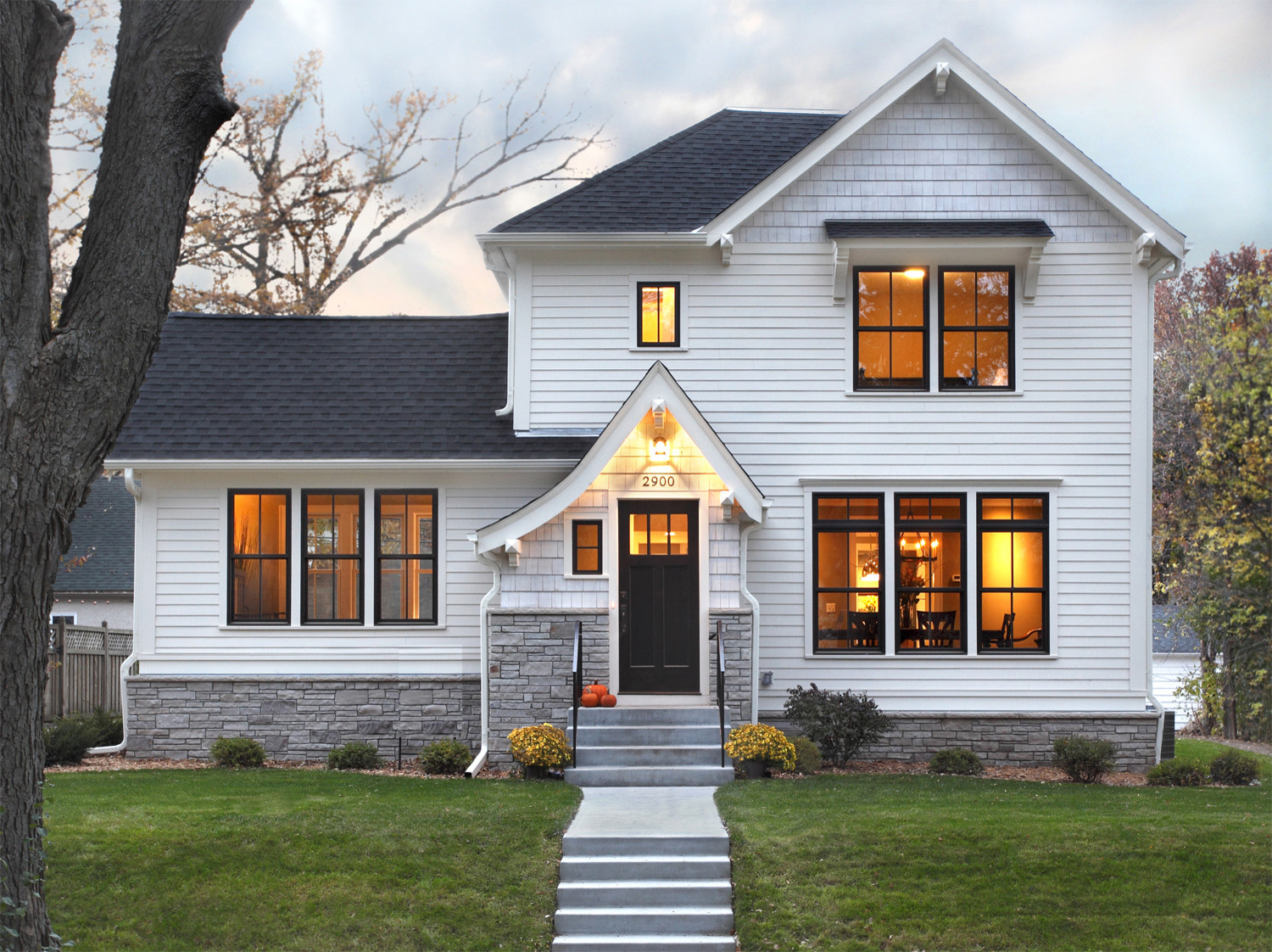 13 Impressive Combinations Of White House And Black Windows To Create A   Two Story Wood Exterior White House Equipped With Metal Black Windows 