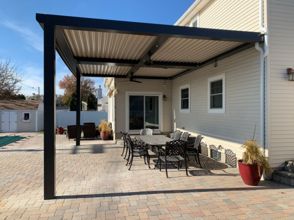 the best outdoor entertaining space with a modern pergola with metal roof