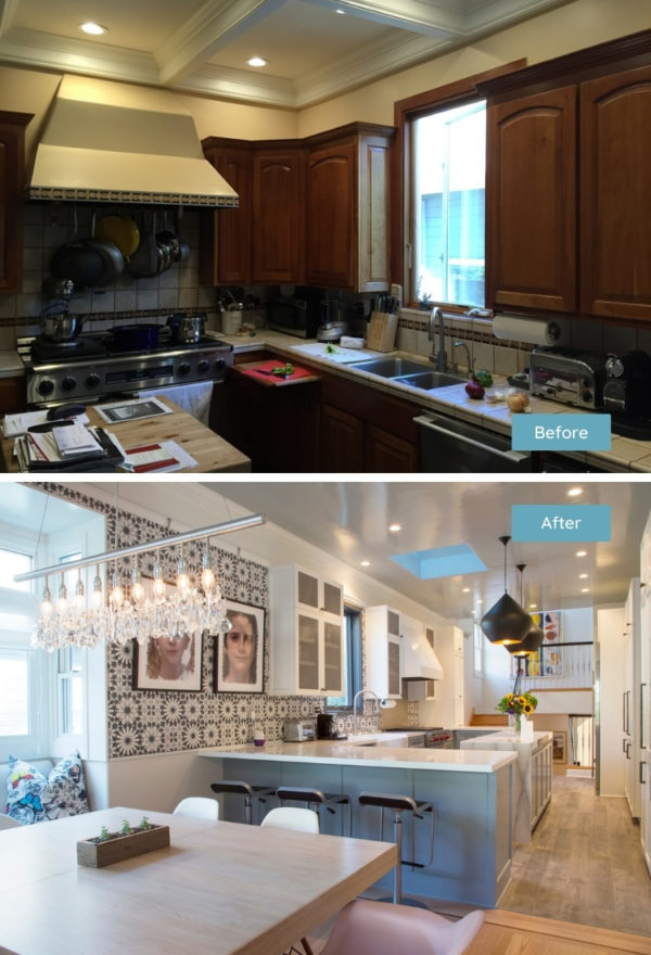 before and after: create an entertaining paradise by removing the wall between the kitchen and dining room