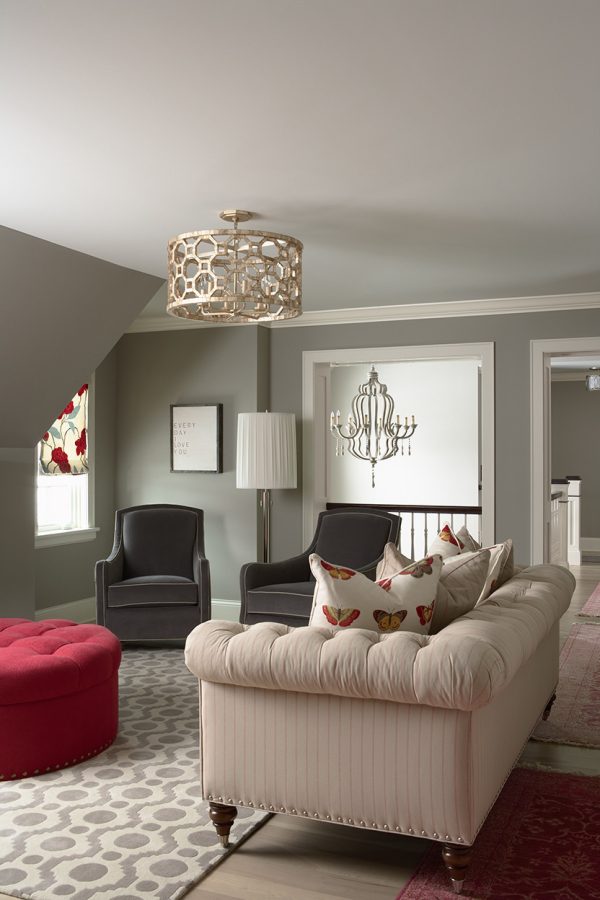 pair benjamin moore northern cliffs 1536 gray walls with white dove trim and medium toned wood flooring for a cozy family room