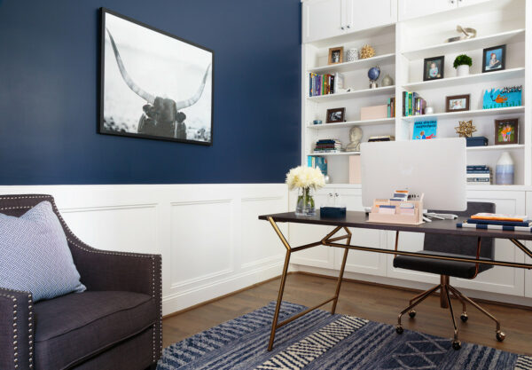 benjamin moore's old navy 2063 -10 blue with white wainscoting can create a trendy and bright office